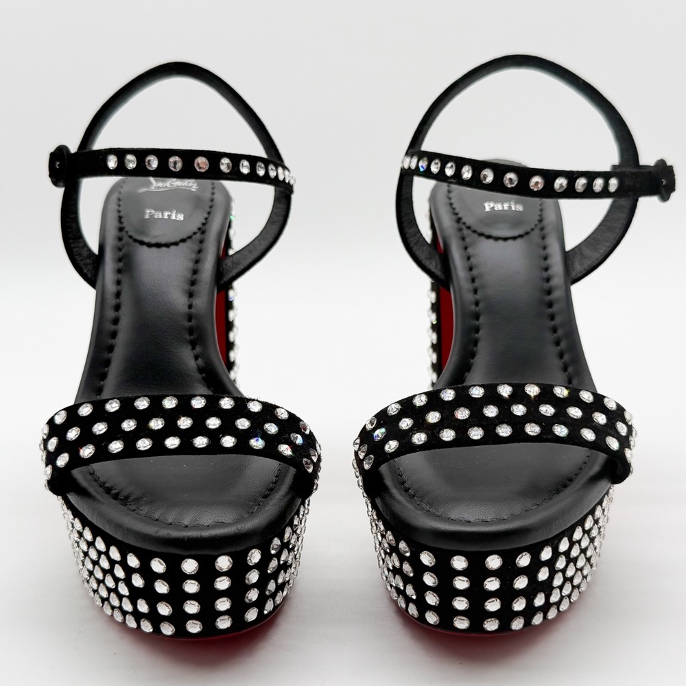 Christian Louboutin Movida Jane Crystal-Embellished Suede Platform Sandal EU37.5 - Picture 11 of 14